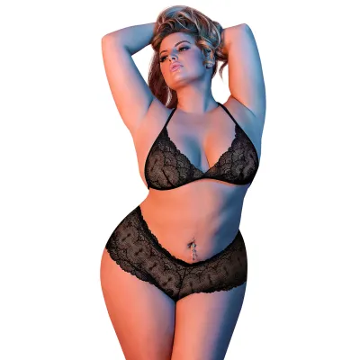 Sexy Time Triangle Bra and Cheeky Short Set Queen Size