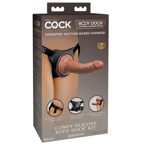 King Cock Comfy Silicone Body Dock Kit And 7 Inch Dildo