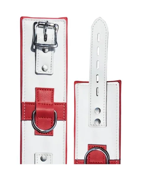 Bound X Leather Nurse Wrist And Ankle Cuff Set