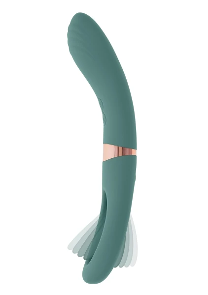 Chick Flick Waterproof Silicone Dual Ended Flickering Tongue G-Spot Vibrator By Evolved Novelties - Green