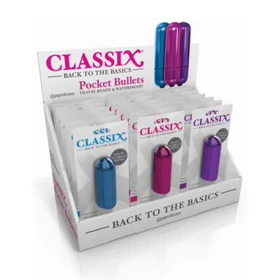 Classix Pocket Bullet Display of 18 Assorted Colors