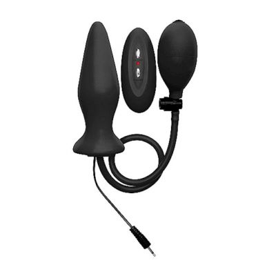 Inflatable Vibrating Silicone Plug Black Black