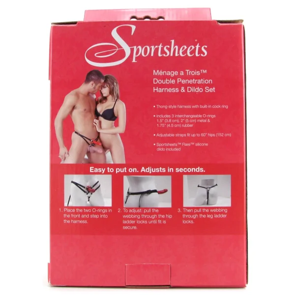 Sportsheets Menage a Trois Double Penetration Harness with Silicone Dildo