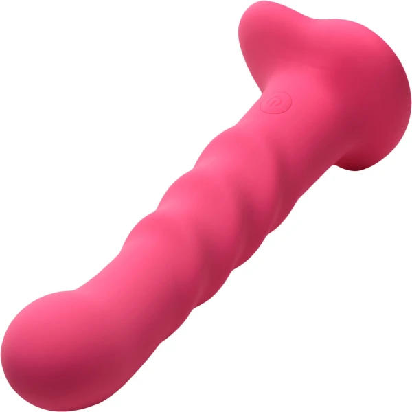 Simply Sweet 21X Vibrating Ribbed Rechargeable Silicone G-Spot Vibrator With Remote - Pink