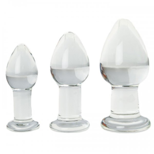 Glacier Glass Set of Three Anal Training Butt Plugs