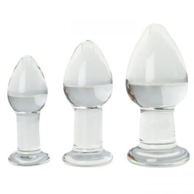 Glacier Glass Set of Three Anal Training Butt Plugs
