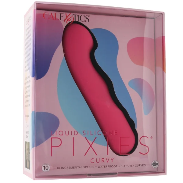 Liquid Silicone Pixies Curvy Rechargeable Waterproof Vibrator By CalExotics - Pink