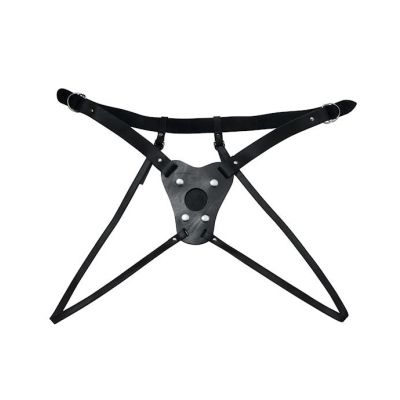 Double Strap Leather Harness Black