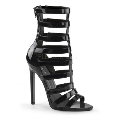 5 inches Heel Closed Back Strappy Cage Sandal Back Zip
