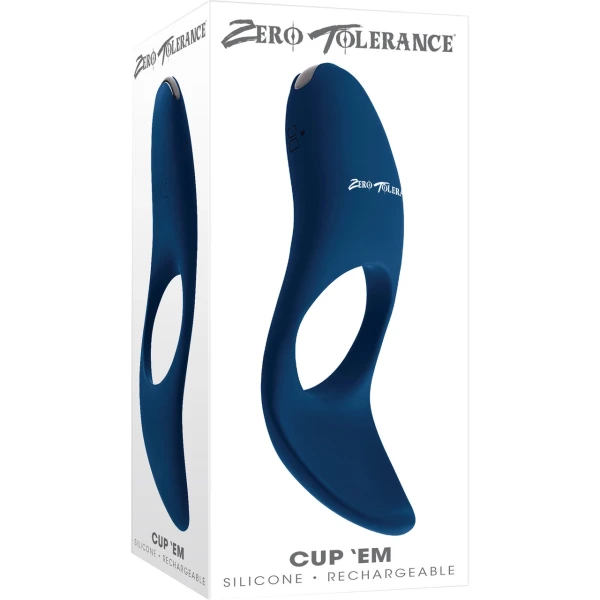 Zero Tolerance Cup Em Vibrating Waterproof Rechargeable Silicone Cock Ring - Blue