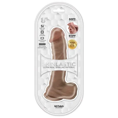 Skinsations Skinlastic Sliding Skin Dildo 8 Inch With Suction Base