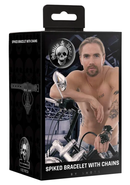 Ouch! Skulls and Bones - Spiked Bracelet with Chains