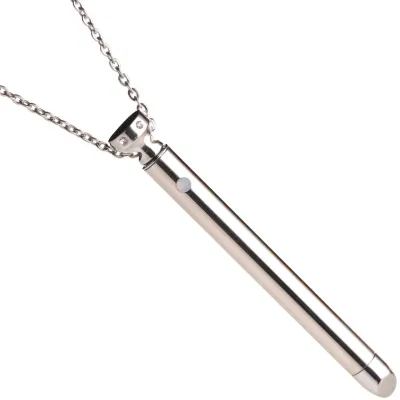 Charmed 7X Rechargeable Stainless Steel Vibrating Necklace Silver