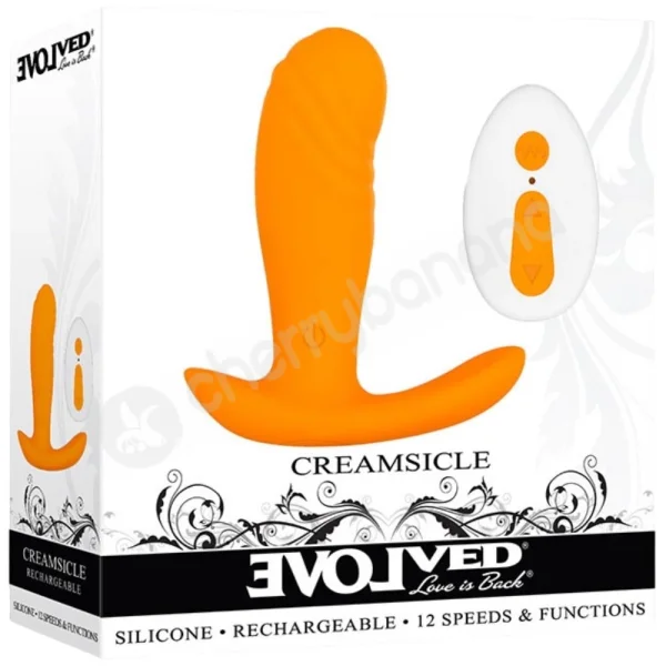 Evolved Creamsicle Orange 3" Vibrating Remote Control Wearable Butt Plug