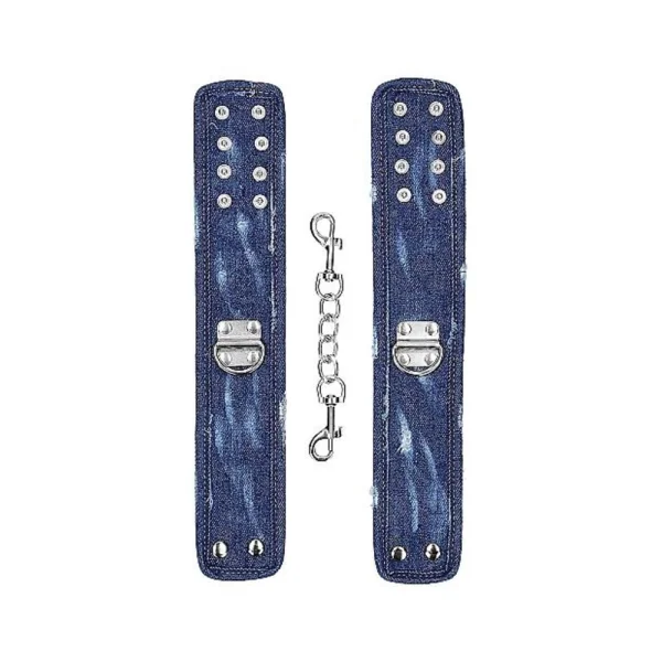 Ouch! Denim Ankle Cuffs - Roughened Denim Style - Blue
