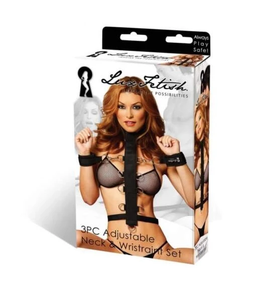 Lux Fetish 3-Piece Adjustable Neck & Wristraint Set