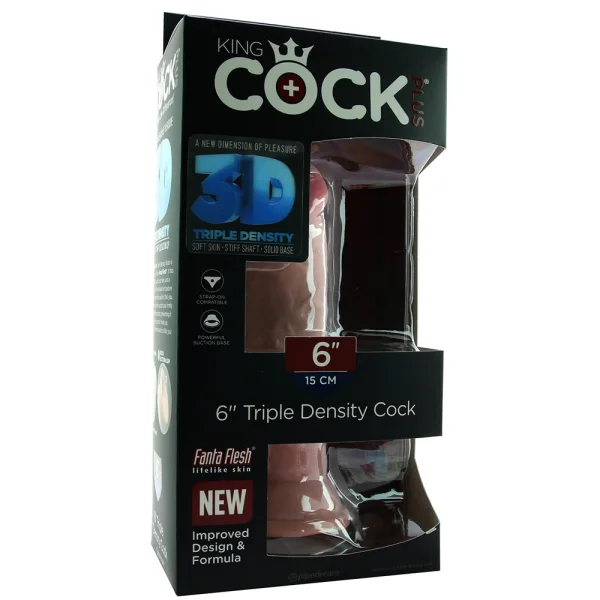 King Cock Plus 6" Triple Density Cock With Suction Cup Base - Vanilla