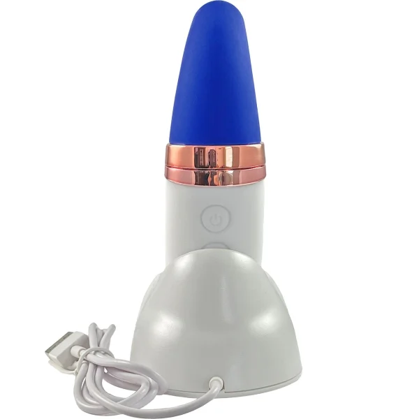 Happy Moon Rechargeable Pleasure Air Clitoral Stimulator With G-Spot Vibrator - Blue