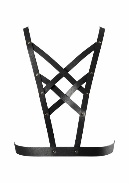 Cross Cleavage Harness - Black - Fetish Sex Toys