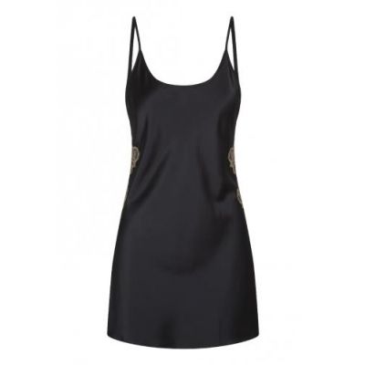 Negligee With Lace Black Gold Small
