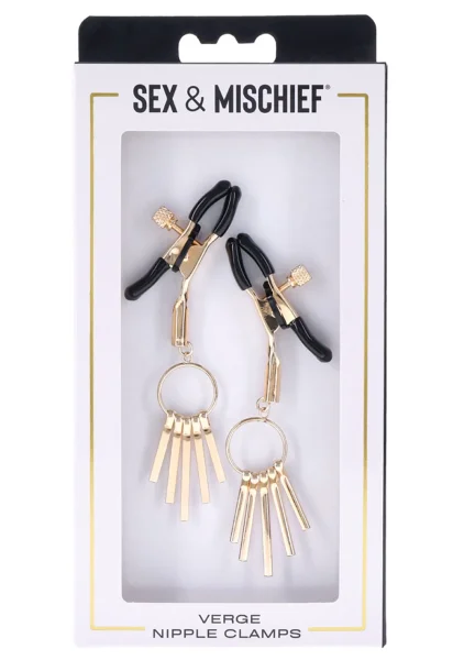 Sex & Mischief Verge Nipple Clamps By Sportsheets - Gold & Black