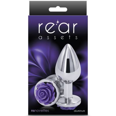 Medium Purple Rose Metal Butt Plug