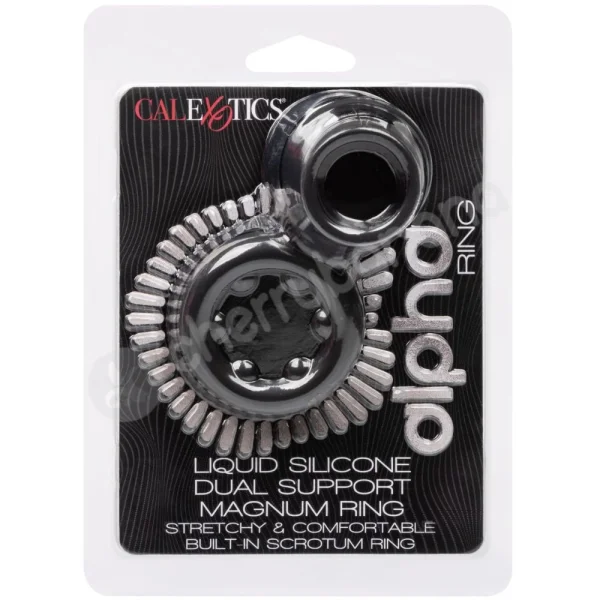 Alpha Liquid Silicone Dual Magnum Cock Ring With Built-In Scrotum Ring
