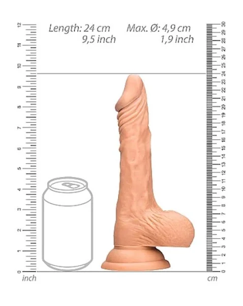 Realistic Suction Dildo With Balls - Flesh - 9 Inch