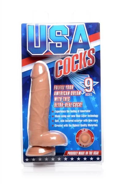 9 Inches Ultra Real Dual Layer Suction Cup Dildo Medium Skin Tone — image 7 of 8