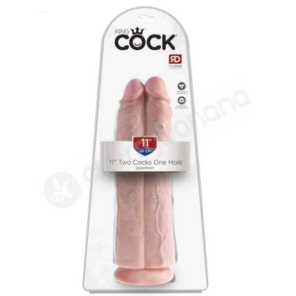 King Cock Flesh 11'' Two Cocks One Hole Dildo