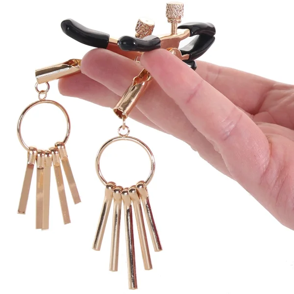 Sex & Mischief Verge Nipple Clamps By Sportsheets - Gold & Black