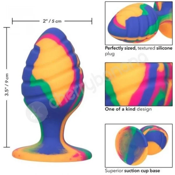 Calexotics Cheeky Large Swirl Tie-dye 3" Silicone Butt Plug