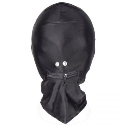 Bondara Black Deprivation Hood with Zipped Mouth