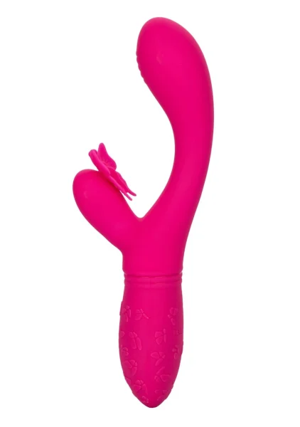 Rechargeable Butterfly Kiss Silicone Flutter Dual Stimulation Vibrator By CalExotics - Pink