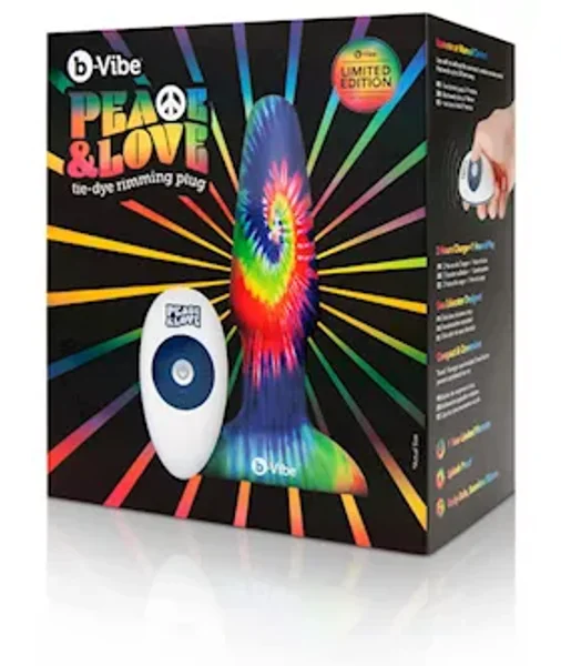 Peace And Love Tie-dye Rimming Plug  - Rainbow - 6 Inch