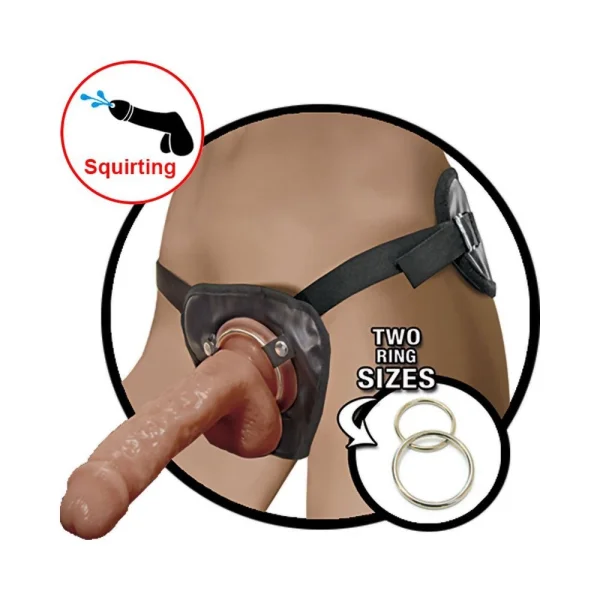 Natural Realskin Squirting Penis With Adjustable Harness 8" - Brown — image 5 of 7