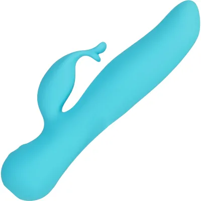 The Kissing Swan Rechargeable Silicone Dual Stimulation Rotating Vibrator Blue