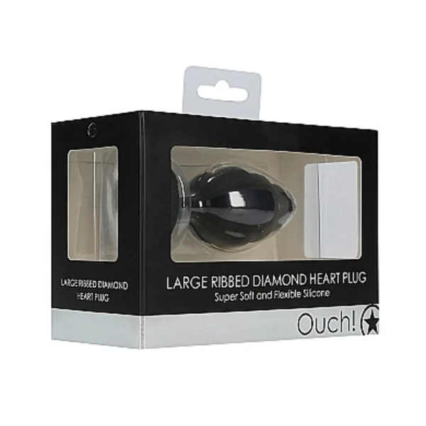 Ouch! Large Ribbed Diamond Heart Plug