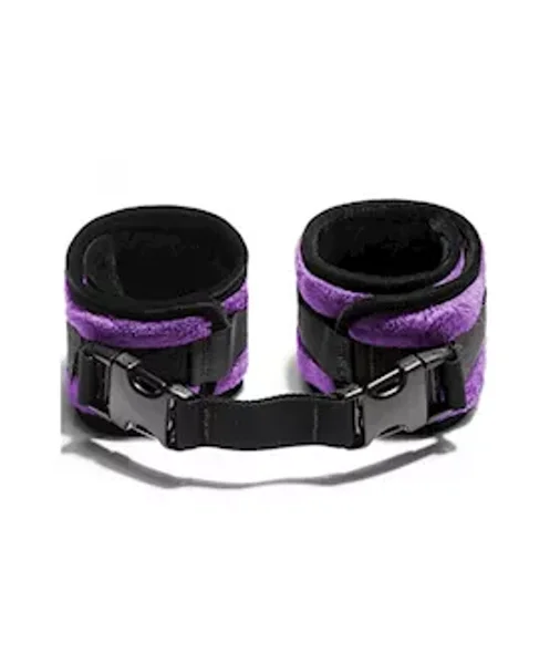 Plush Wrist Cuffs - Purple / Black — image 6 of 10