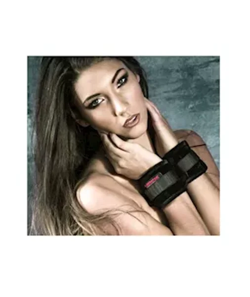 Plush Wrist Cuffs - Purple / Black — image 7 of 10