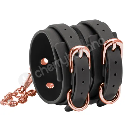 Bondage Couture Black Rose Gold Luxury Ankle Cuffs