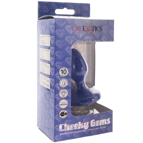 Cheeky Gems Silicone Rechargeable Vibrating Medium Anal Probe By CalExotics - Blue