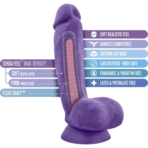 Au Naturel Bold Pound 8.5 Inch Sensa Feel Dual Density Dildo By Blush - Purple