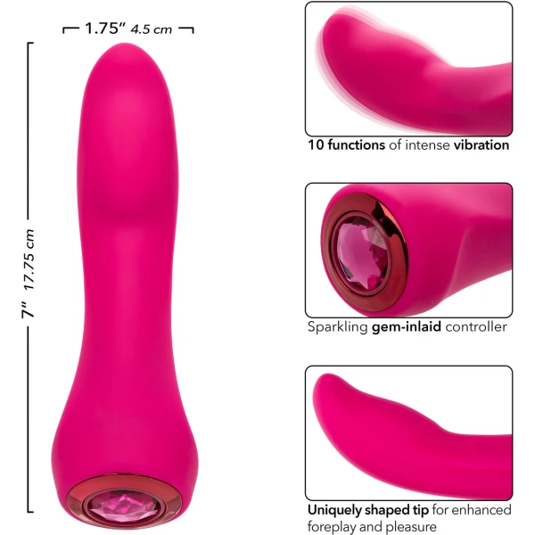 Gem Vibe Collection 7" Glider Rechargeable Waterproof Silicone G-Spot Vibrator By CalExotics - Pink