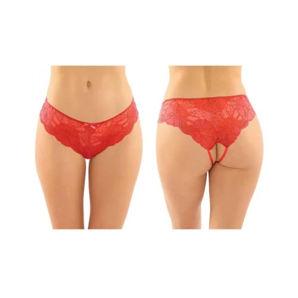 Poppy Crotchless Floral Lace Panty 6-pack S/m Red