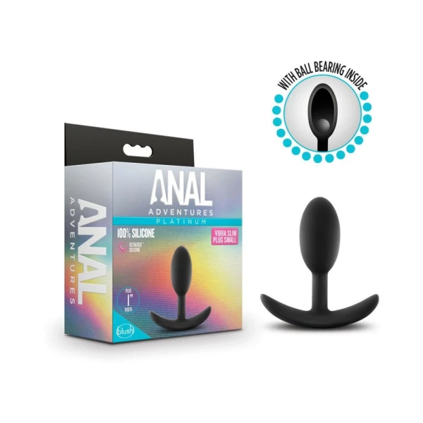 Blush Anal Adventures Platinum Silicone Vibra Slim Plug Small - Black