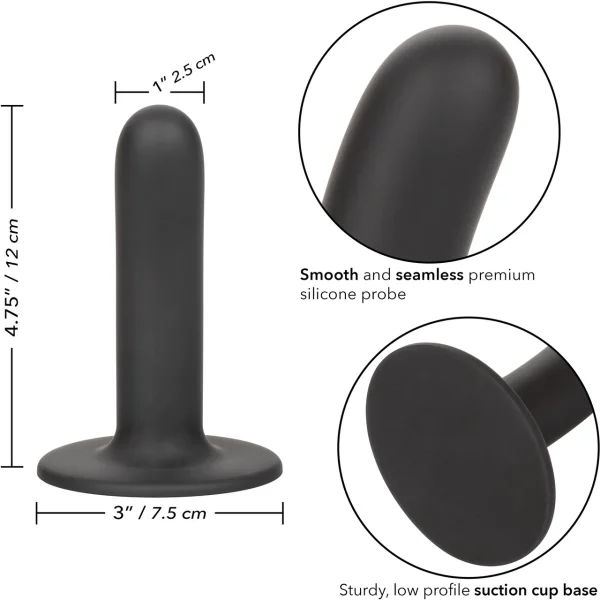 Boundless 4.75" Smooth Silicone Suction Cup Dildo By CalExotics - Black — image 7 of 14