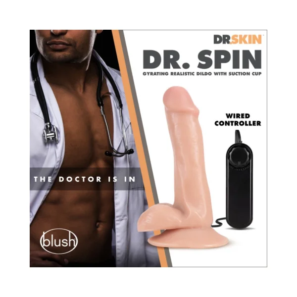 Dr. Skin - Dr. Spin 6" Gyrating Dildo Vanilla — image 5 of 11