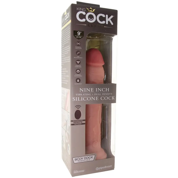 King Cock Elite 9 Inch Dual Density Vibrating Cock Flesh Pink