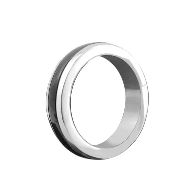Heart 2 Heart C Ring Stainless Steel 1 75 Inch Chrome with Black